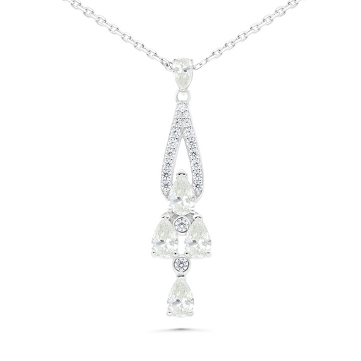 [NCL01CIT00WCZB493] Sterling Silver 925 Necklace Rhodium Plated Embedded With Yellow Zircon And White Zircon