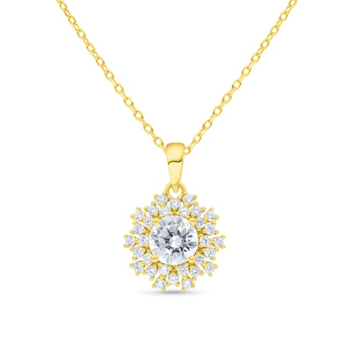 [NCL02WCZ00000B494] Sterling Silver 925 Necklace Gold Plated Embedded With White Zircon