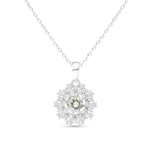[NCL01CIT00WCZB494] Sterling Silver 925 Necklace Rhodium Plated Embedded With Yellow Zircon And White Zircon