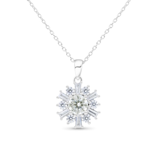 [NCL01CIT00WCZB495] Sterling Silver 925 Necklace Rhodium Plated Embedded With Yellow Zircon And White Zircon