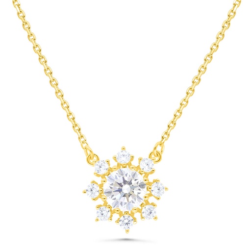 [NCL02WCZ00000B497] Sterling Silver 925 Necklace Gold Plated Embedded With White Zircon
