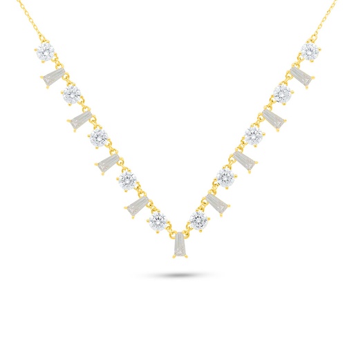 [NCL02WCZ00000B498] Sterling Silver 925 Necklace Gold Plated Embedded With White Zircon