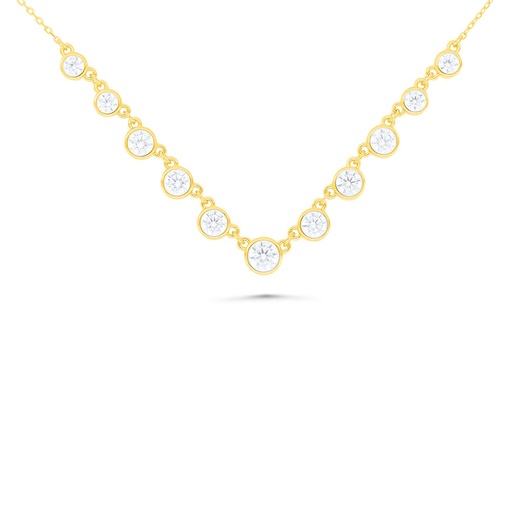 [NCL02WCZ00000B499] Sterling Silver 925 Necklace Gold Plated Embedded With White Zircon