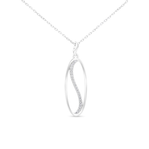 [NCL01WCZ00000B500] Sterling Silver 925 Necklace Rhodium Plated Embedded With White Zircon