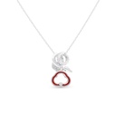Sterling Silver 925 Necklace Rhodium Plated Embedded With White Shell And White  Zircon
