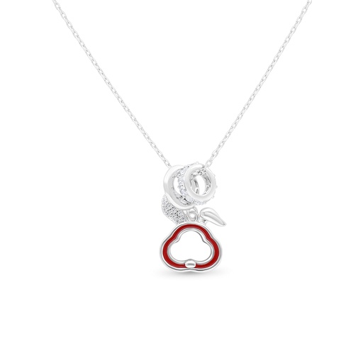 [NCL01PRL00WCZB502] Sterling Silver 925 Necklace Rhodium Plated Embedded With White Shell And White  Zircon
