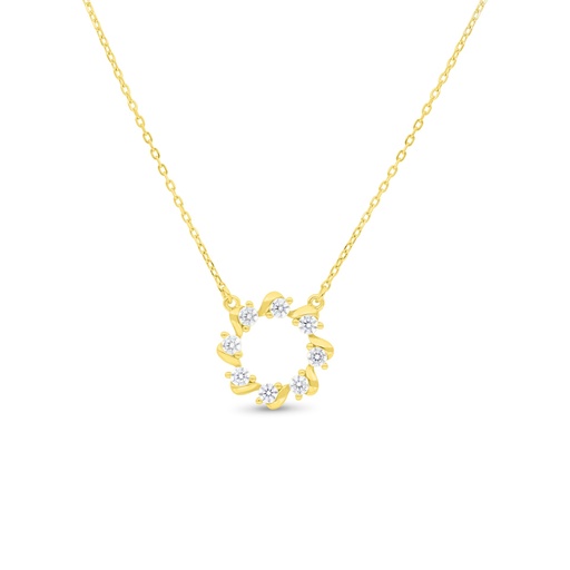 [NCL02WCZ00000B503] Sterling Silver 925 Necklace Gold Plated Embedded With White Zircon