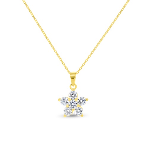 [NCL02WCZ00000B504] Sterling Silver 925 Necklace Gold Plated Embedded With White Zircon