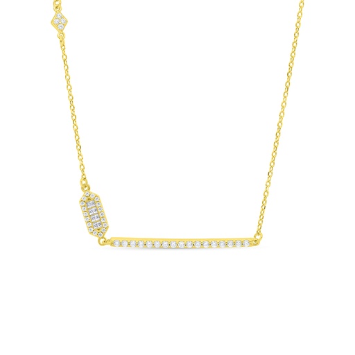 [NCL02WCZ00000B505] Sterling Silver 925 Necklace Gold Plated Embedded With White Zircon