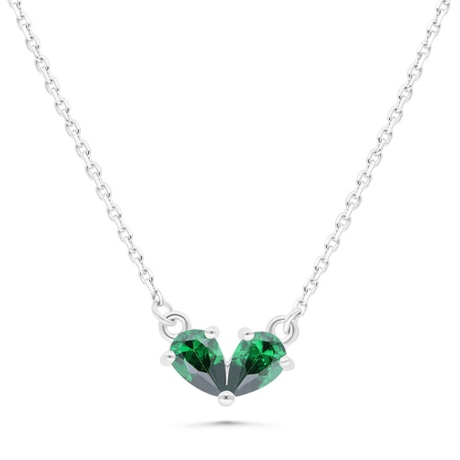 [NCL01EMR00000B046] Sterling Silver 925 Necklace Rhodium Plated Embedded With Emerald Zircon