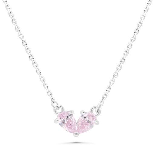 [NCL01PIK00000B046] Sterling Silver 925 Necklace Rhodium Plated Embedded With pink Zircon