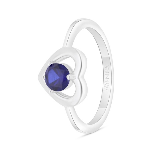 Sterling Silver 925 Ring Rhodium Plated Embedded With Sapphire Corundum