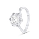 Sterling Silver 925 Ring Rhodium Plated Embedded With White Zircon