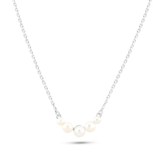 [NCL01PRL00000B726] Sterling Silver 925 Necklace Rhodium Plated Embedded With Fresh Water Pearl