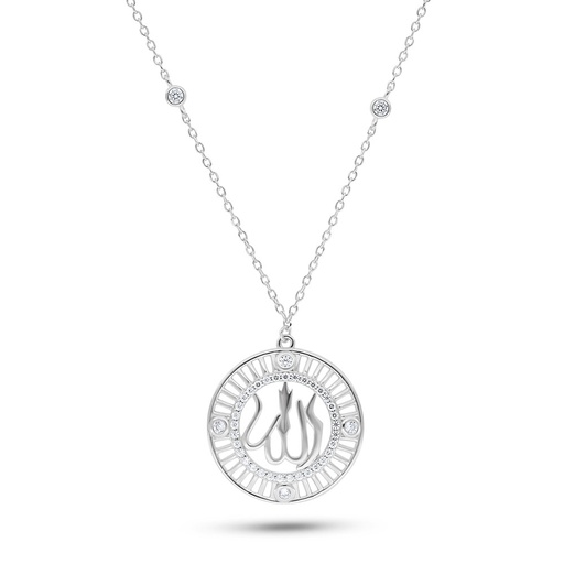 [NCL01WCZ00000B729] Sterling Silver 925 Necklace Rhodium Plated Embedded With White Zircon