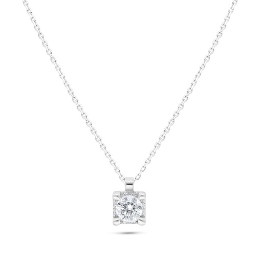 [NCL01WCZ00000B730] Sterling Silver 925 Necklace Rhodium Plated Embedded With White Zircon
