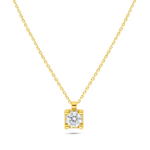 [NCL02WCZ00000B730] Sterling Silver 925 Necklace Golden Plated Embedded With White Zircon