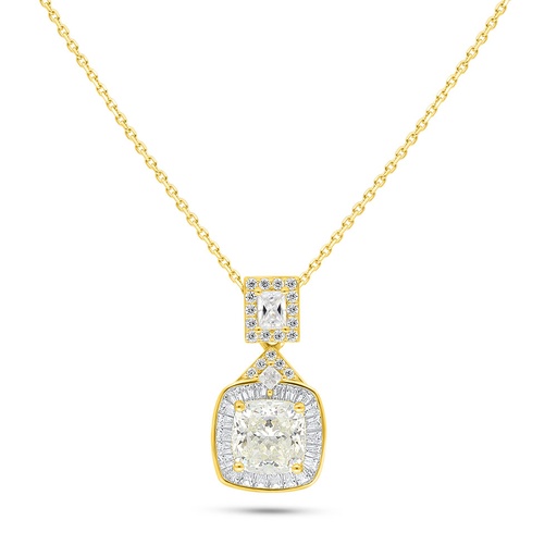 [NCL02CIT00WCZB731] Sterling Silver 925 Necklace Golden Plated Embedded With Diamond Color And White Zircon