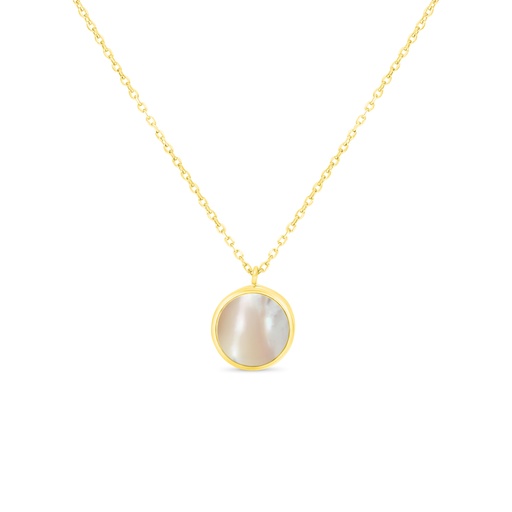 [NCL02MOP00000B737] Sterling Silver 925 Necklace Golden Plated Embedded With White Shell 