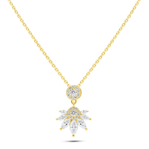 [NCL02WCZ00000B751] Sterling Silver 925 Necklace Golden Plated Embedded With White Zircon