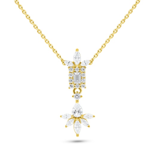 [NCL02WCZ00000B753] Sterling Silver 925 Necklace Golden Plated Embedded With White Zircon