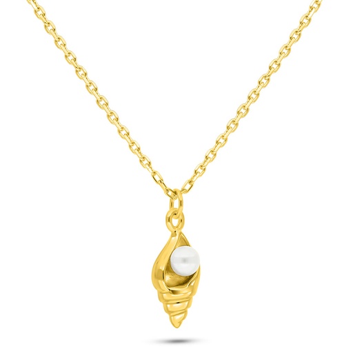 [NCL02PRL00000B754] Sterling Silver 925 Necklace Golden Plated Embedded With Fresh Water Pearl