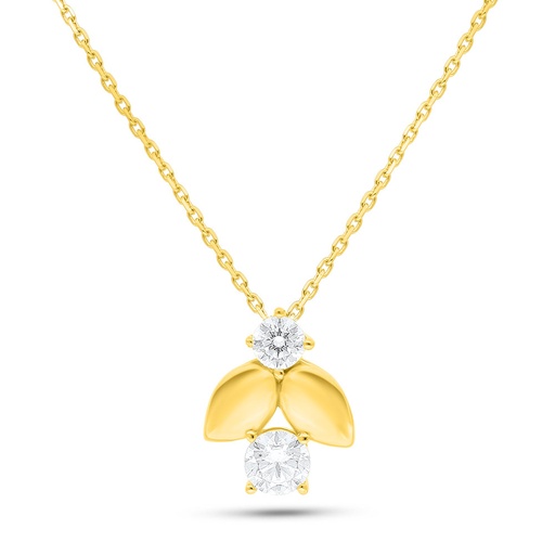 [NCL02WCZ00000B756] Sterling Silver 925 Necklace Golden Plated Embedded With White Zircon