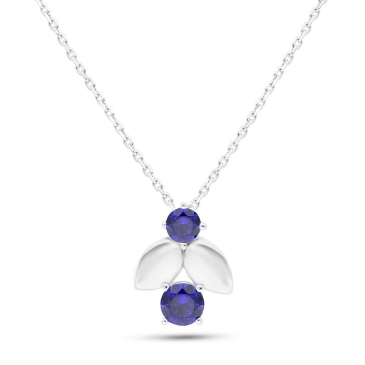 [NCL01SAP00000B756] Sterling Silver 925 Necklace Rhodium Plated Embedded With Sapphire Corundum 