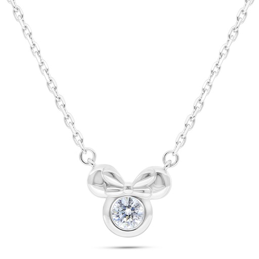 [NCL01WCZ00000B757] Sterling Silver 925 Necklace Rhodium Plated Embedded With White Zircon