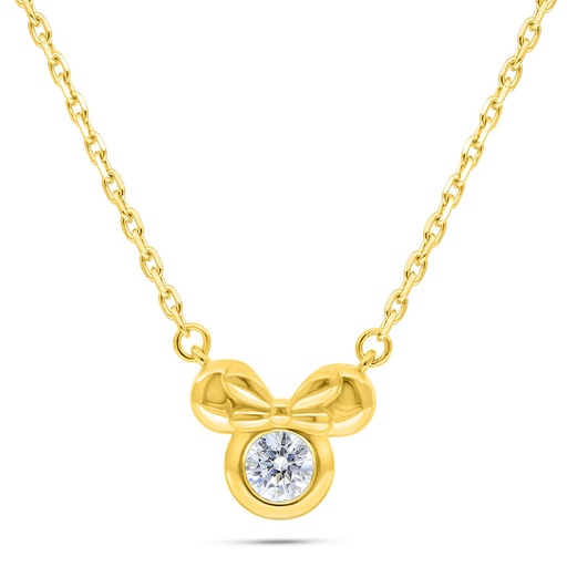 [NCL02WCZ00000B757] Sterling Silver 925 Necklace Golden Plated Embedded With White Zircon