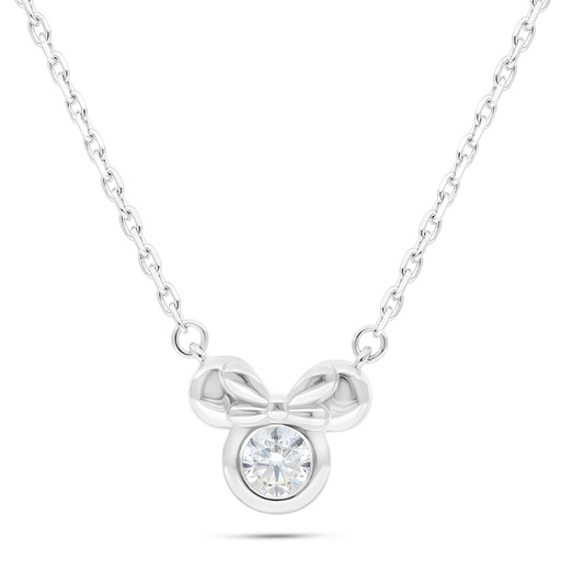 [NCL01CIT00WCZB757] Sterling Silver 925 Necklace Rhodium Plated Embedded With Yellow Diamond 