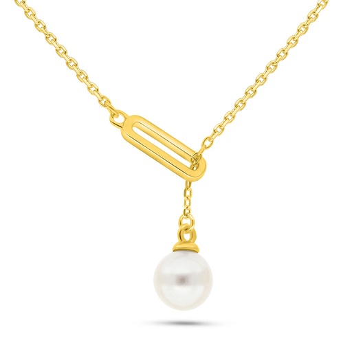[NCL02PRL00000B758] Sterling Silver 925 Necklace Golden Plated Embedded With Fresh Water Pearl