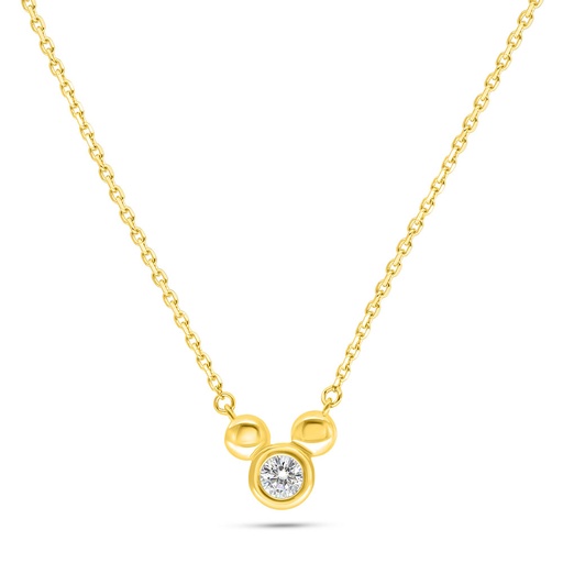 [NCL02WCZ00000B760] Sterling Silver 925 Necklace Golden Plated Embedded With White Zircon