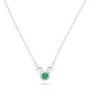 Sterling Silver 925 Necklace Rhodium Plated Embedded With Emerald Zircon 
