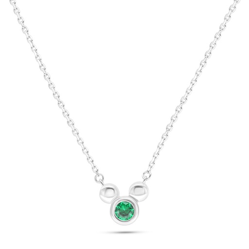 [NCL01EMR00000B760] Sterling Silver 925 Necklace Rhodium Plated Embedded With Emerald Zircon 