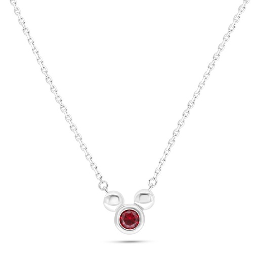 [NCL01RUB00000B760] Sterling Silver 925 Necklace Rhodium Plated Embedded With Ruby Corundum 