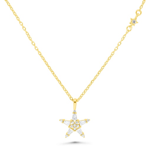 [NCL02WCZ00000B765] Sterling Silver 925 Necklace Golden Plated Embedded With White Zircon