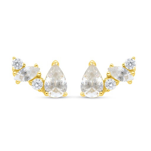 [EAR02WCZ00000C572] Sterling Silver 925 Earring Golden Plated Embedded With White Zircon