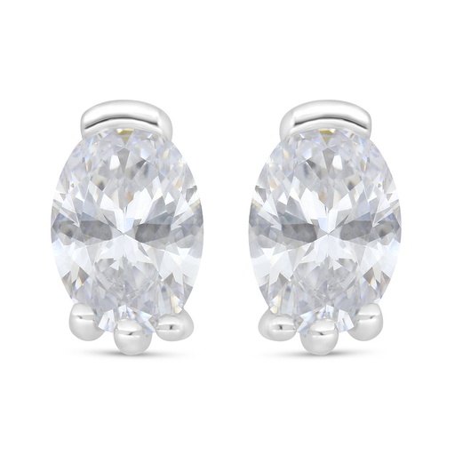 [EAR01WCZ00000C576] Sterling Silver 925 Earring Rhodium Plated Embedded With White Zircon