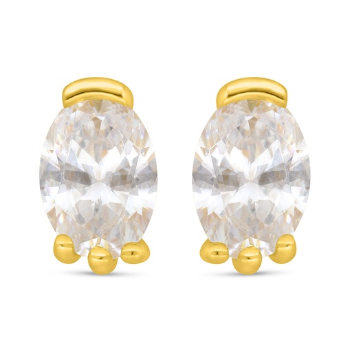 [EAR02WCZ00000C576] Sterling Silver 925 Earring Golden Plated Embedded With White Zircon