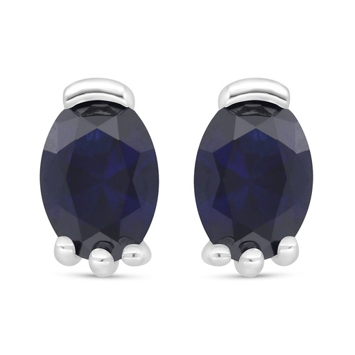 [EAR01SAP00000C576] Sterling Silver 925 Earring Rhodium Plated Embedded With Sapphire Corundum 