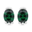 Sterling Silver 925 Earring Rhodium Plated Embedded With Emerald Zircon 