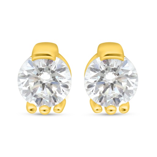 [EAR02WCZ00000C577] Sterling Silver 925 Earring Golden Plated Embedded With White Zircon