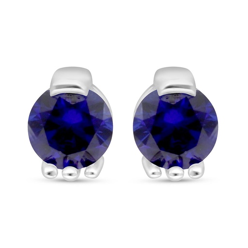 [EAR01SAP00000C577] Sterling Silver 925 Earring Rhodium Plated Embedded With Sapphire Corundum 