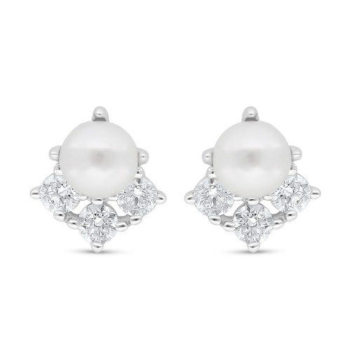 [EAR01PRL00000C579] Sterling Silver 925 Earring Rhodium Plated Embedded With Fresh Water Pearl