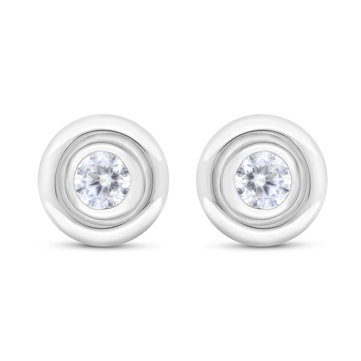 [EAR01WCZ00000C581] Sterling Silver 925 Earring Rhodium Plated Embedded With White Zircon