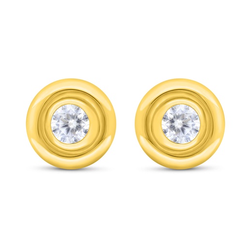 [EAR02WCZ00000C581] Sterling Silver 925 Earring Golden Plated Embedded With White Zircon