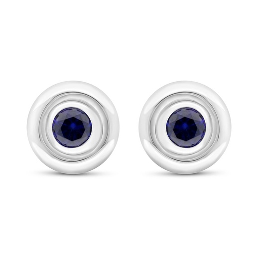 [EAR01SAP00000C581] Sterling Silver 925 Earring Rhodium Plated Embedded With Sapphire Corundum 