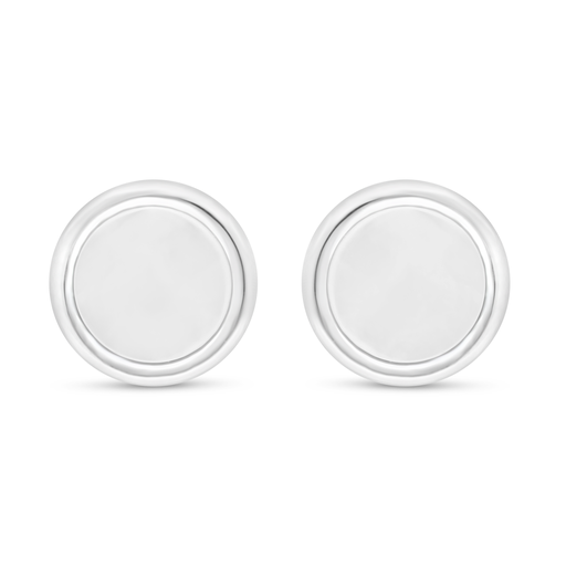 [EAR01MOP00000C582] Sterling Silver 925 Earring Rhodium Plated Embedded With White Shell 