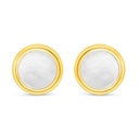Sterling Silver 925 Earring Golden Plated Embedded With White Shell  